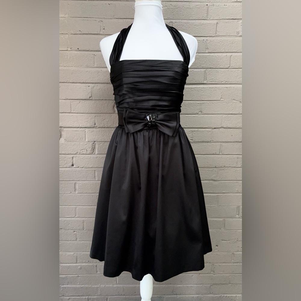 WHBM black satin dress 4